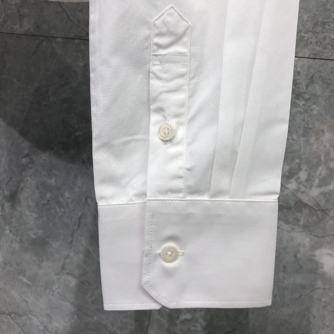 THOM BROWNE 纯色贴标短款衬衫 外套 长袖 女款 蓝色 白色 FLL164A03113480