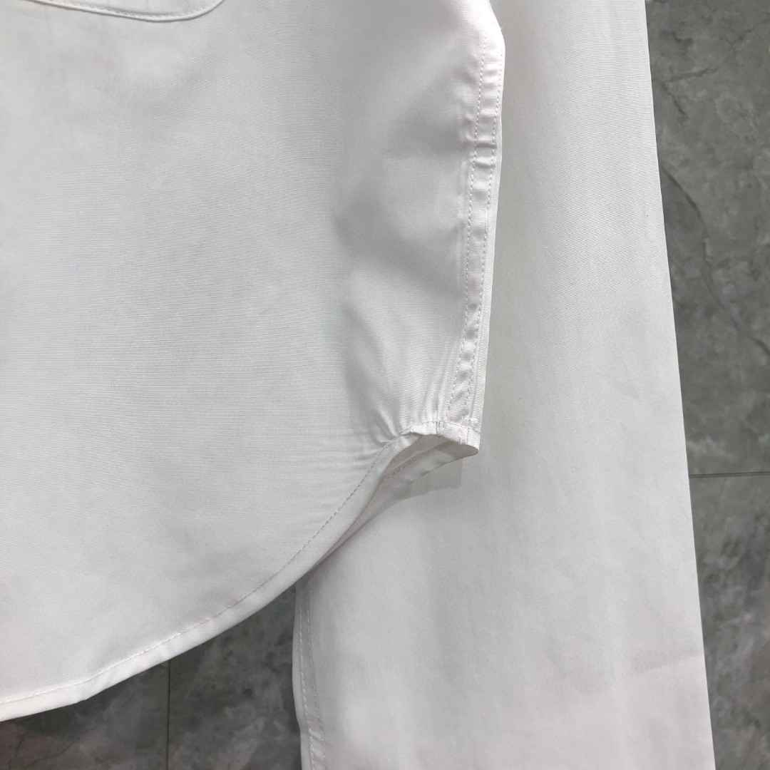 THOM BROWNE 纯色贴标短款衬衫 外套 长袖 女款 蓝色 白色 FLL164A03113480