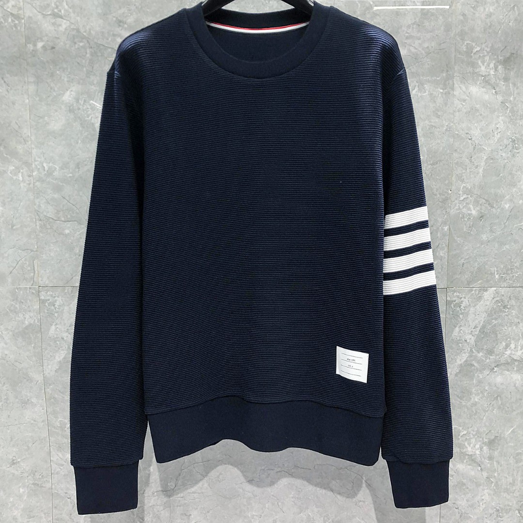 THOM BROWNE 白色四条杠圆领卫衣 套头 长袖 灰色 藏青色 MJT330A-08138-055