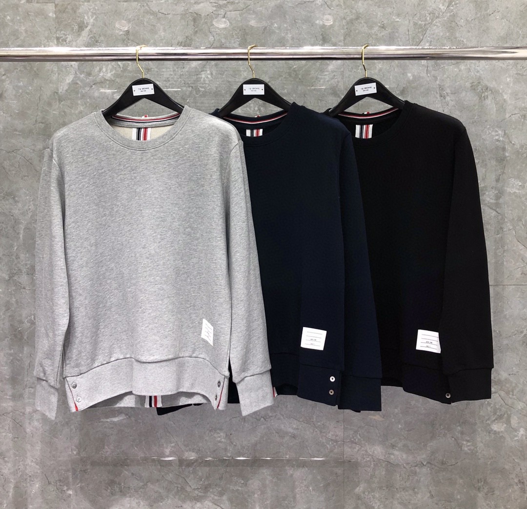 THOM BROWNE 后背织带圆领卫衣 套头 长袖 灰色 宝蓝色 黑色 MJT085A-03377-055