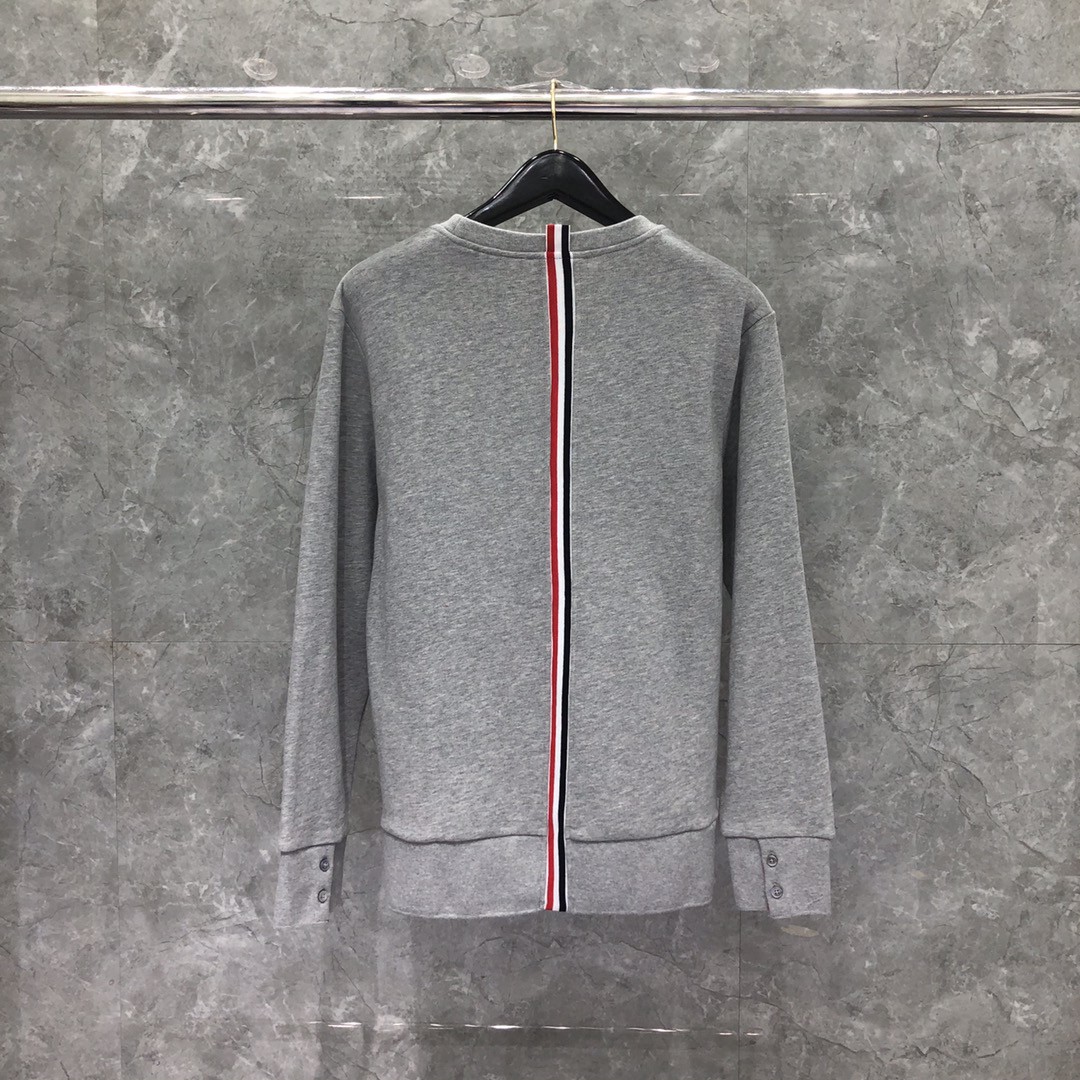 THOM BROWNE 后背织带圆领卫衣 套头 长袖 灰色 宝蓝色 黑色 MJT085A-03377-055