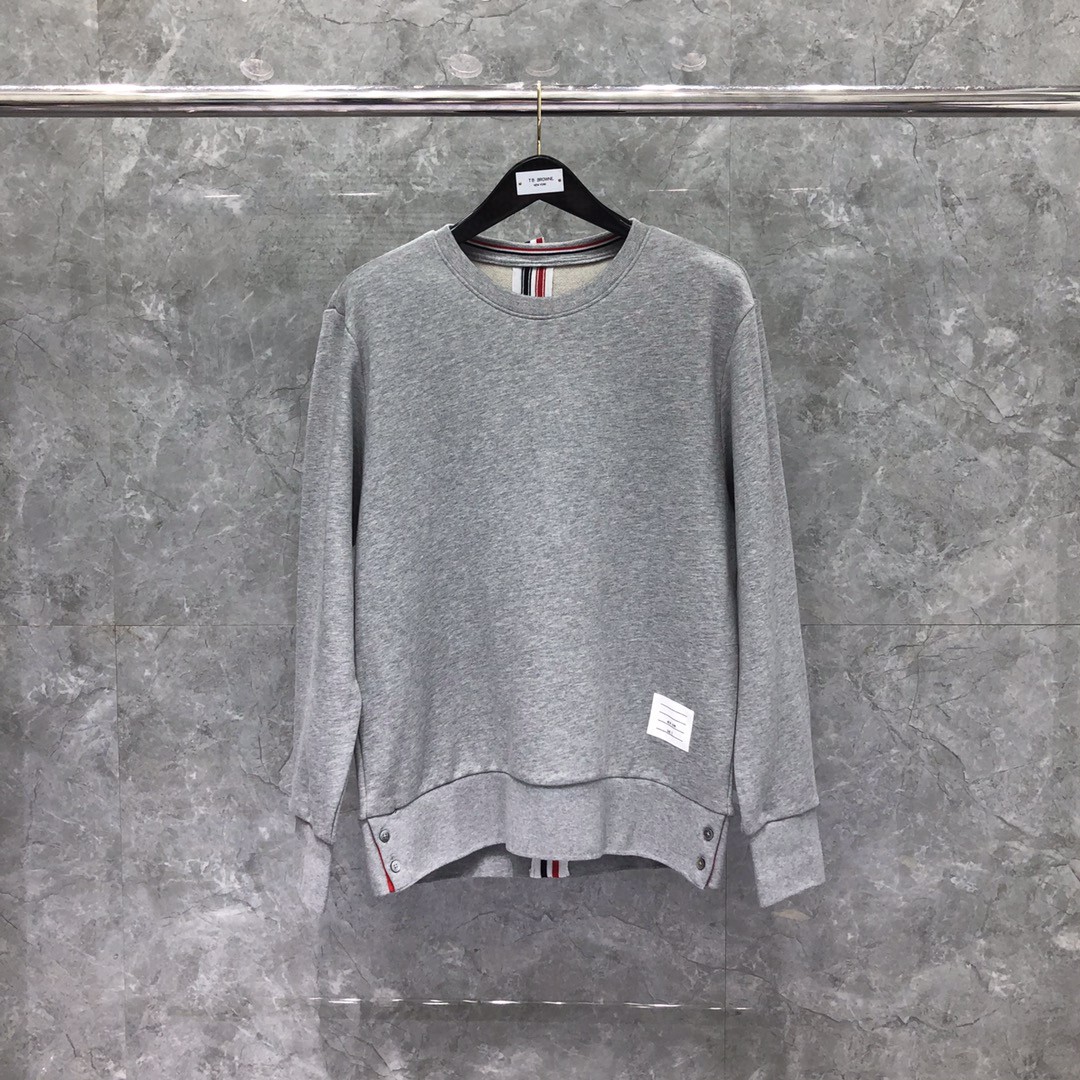 THOM BROWNE 后背织带圆领卫衣 套头 长袖 灰色 宝蓝色 黑色 MJT085A-03377-055