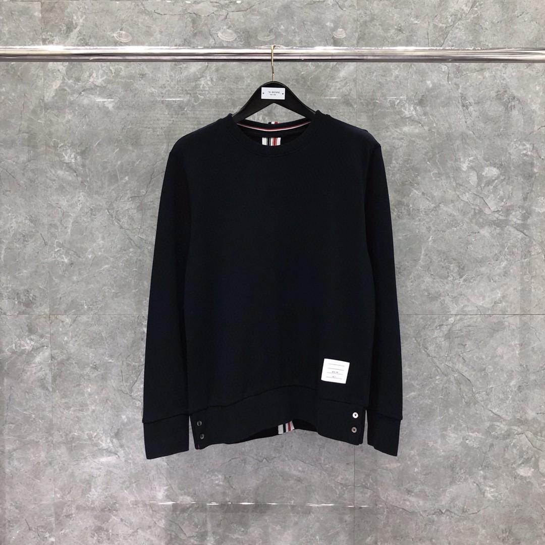 THOM BROWNE 后背织带圆领卫衣 套头 长袖 灰色 宝蓝色 黑色 MJT085A-03377-055