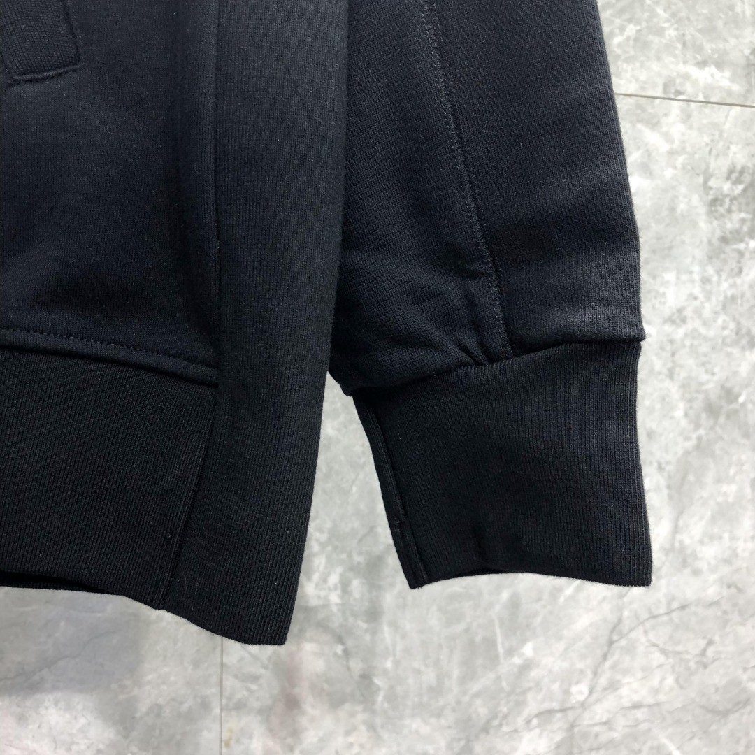 THOM BROWNE 袖子白色四杠拉链连帽卫衣 长袖 外套 灰色 藏青色 黑色 