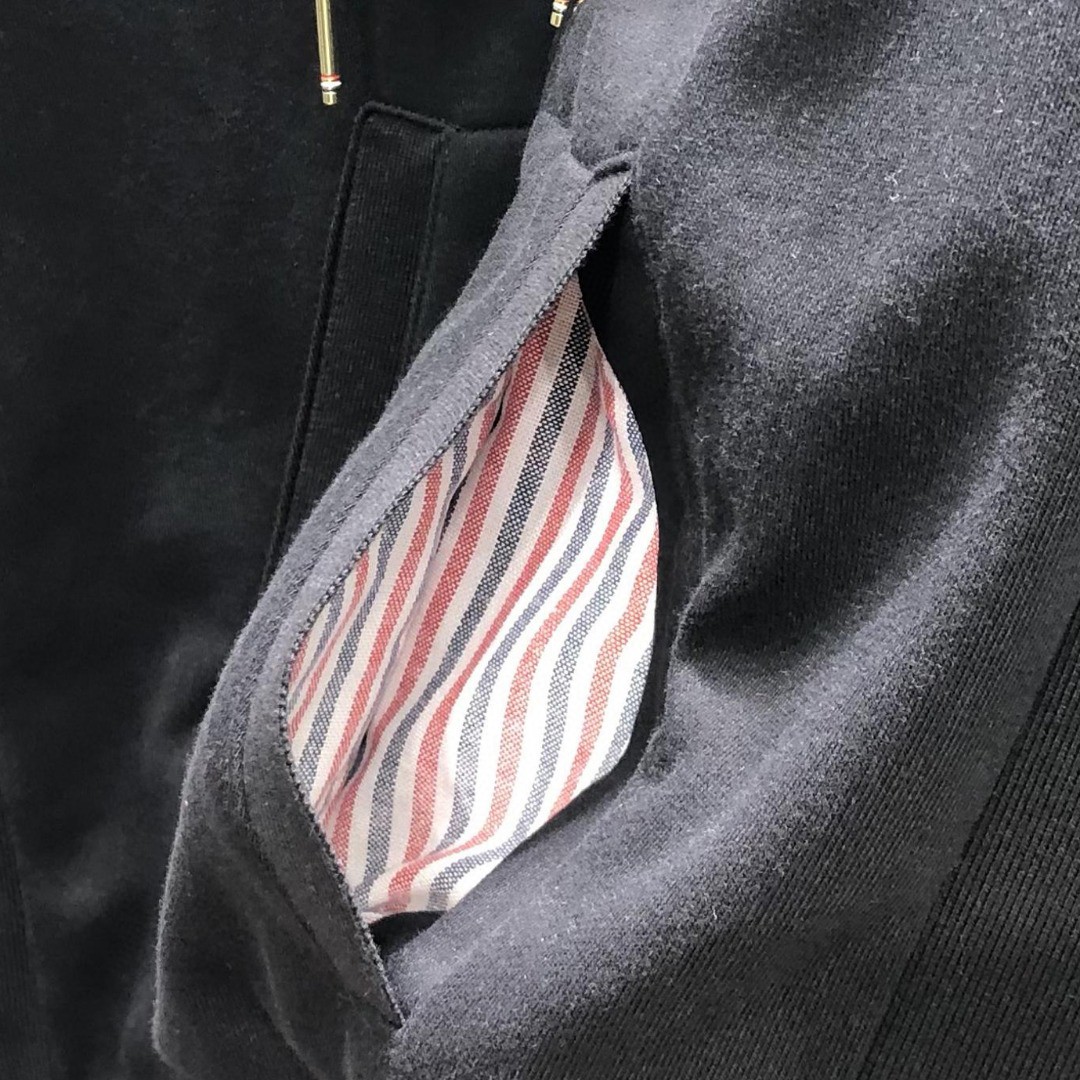 THOM BROWNE 袖子白色四杠拉链连帽卫衣 长袖 外套 灰色 藏青色 黑色 