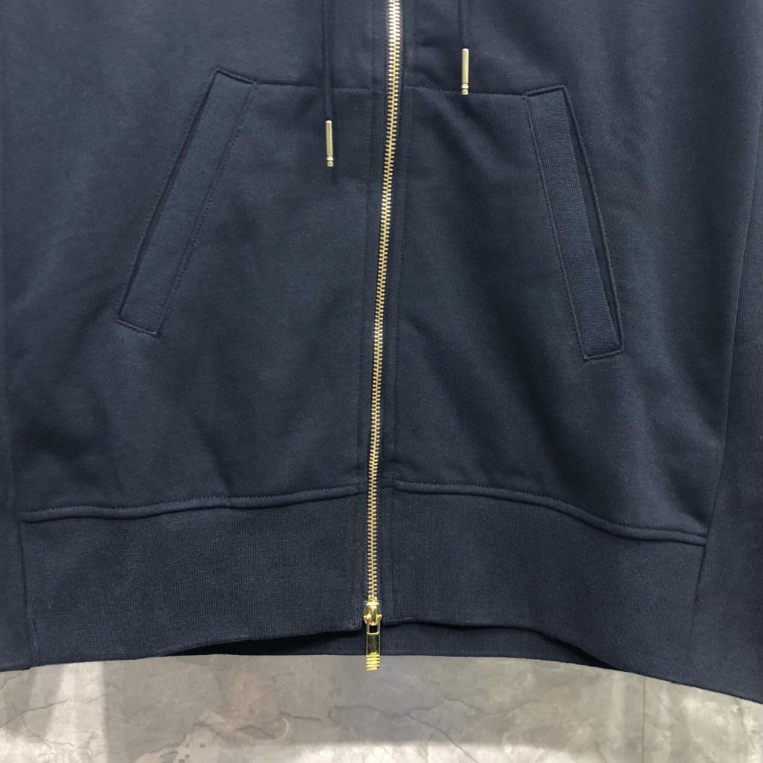 THOM BROWNE 袖子白色四杠拉链连帽卫衣 长袖 外套 灰色 藏青色 黑色 