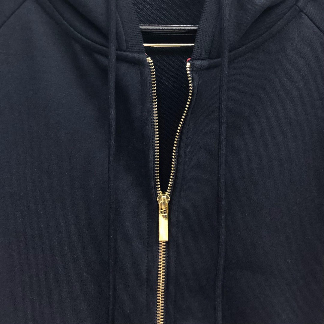 THOM BROWNE 袖子白色四杠拉链连帽卫衣 长袖 外套 灰色 藏青色 黑色 