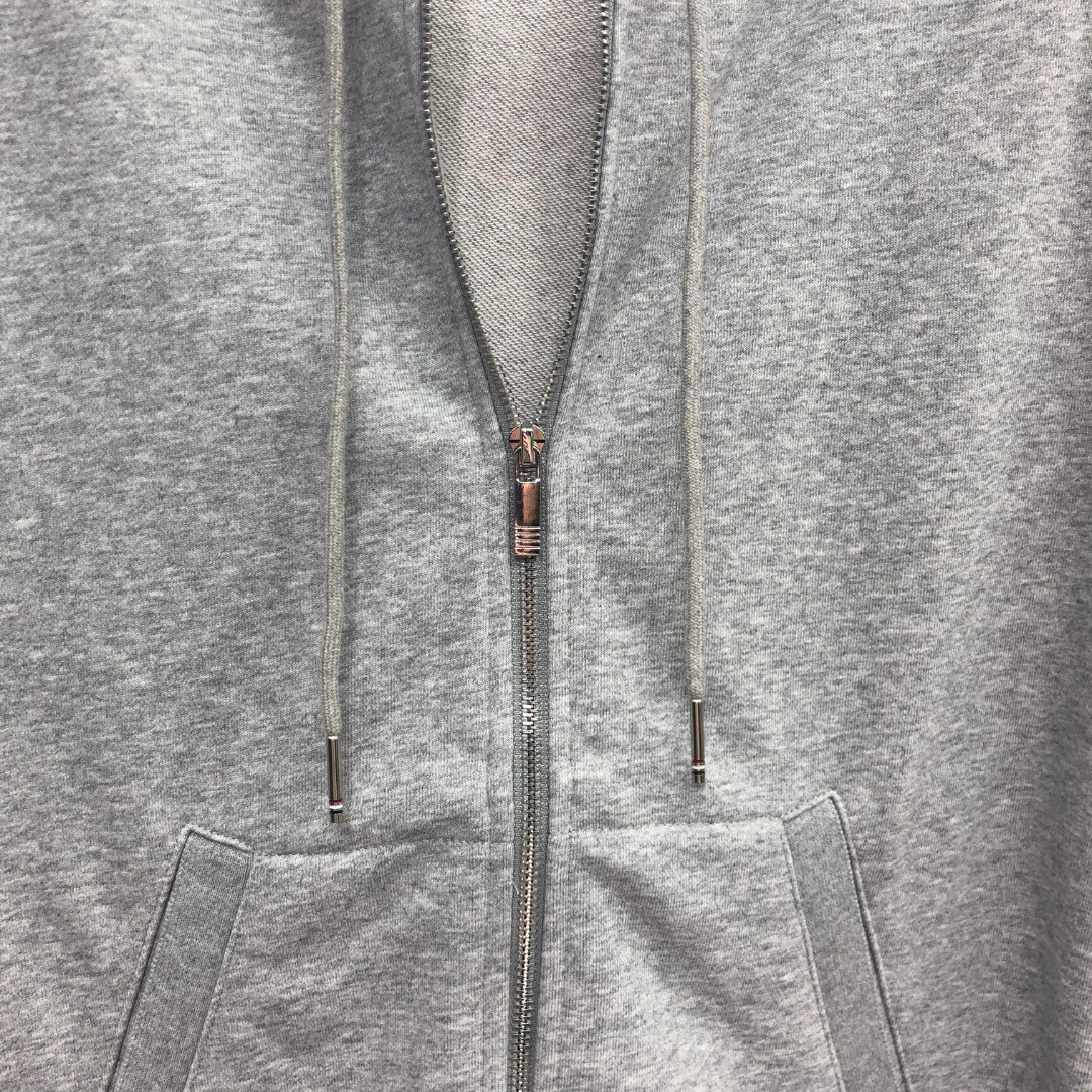 THOM BROWNE 袖子白色四杠拉链连帽卫衣 长袖 外套 灰色 藏青色 黑色 