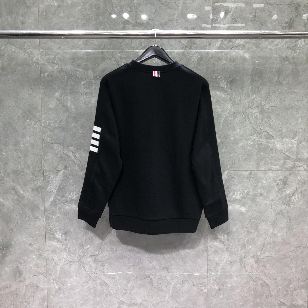 THOM BROWNE 白色袖子四杠圆领卫衣 套头 长袖 灰色 藏青色 黑色 