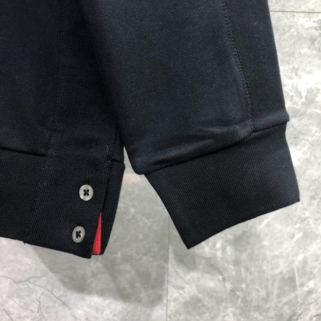 THOM BROWNE 白色袖子四杠圆领卫衣 套头 长袖 灰色 藏青色 黑色 