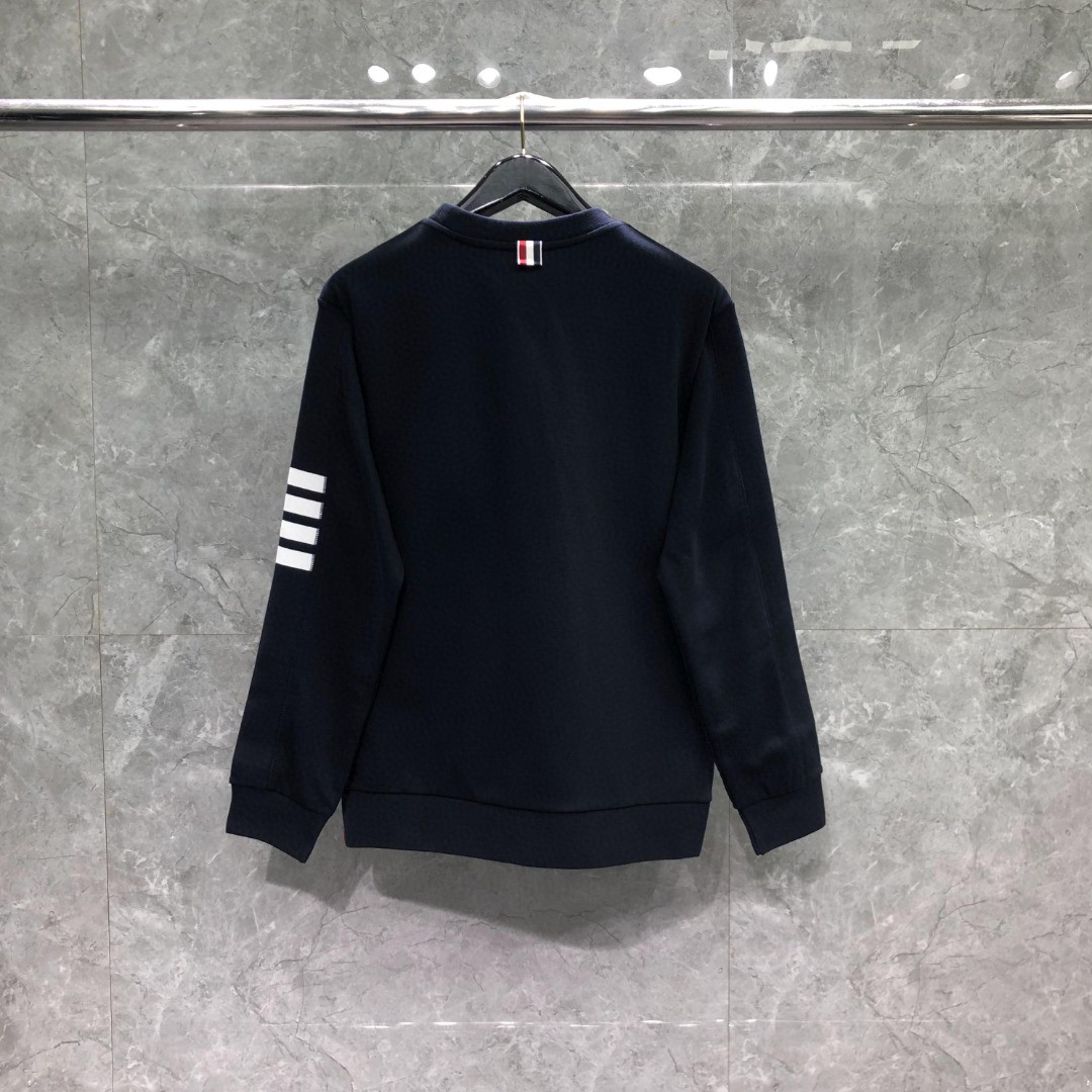 THOM BROWNE 白色袖子四杠圆领卫衣 套头 长袖 灰色 藏青色 黑色 