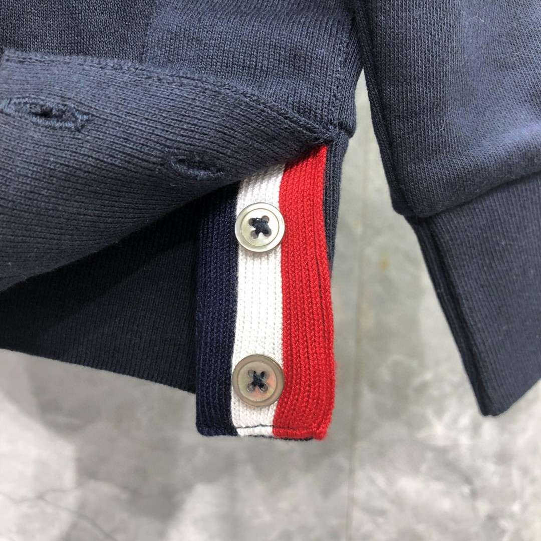 THOM BROWNE 白色袖子四杠圆领卫衣 套头 长袖 灰色 藏青色 黑色 