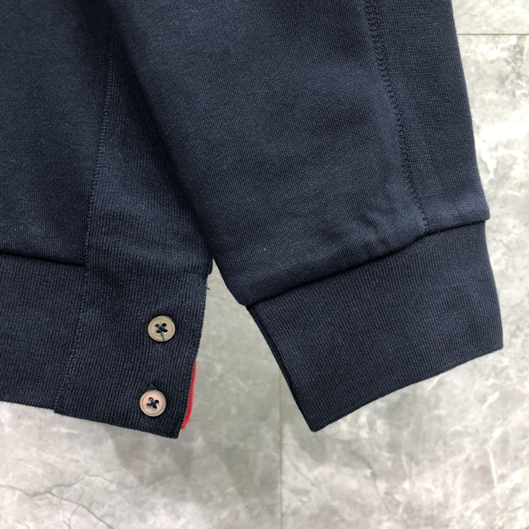 THOM BROWNE 白色袖子四杠圆领卫衣 套头 长袖 灰色 藏青色 黑色 