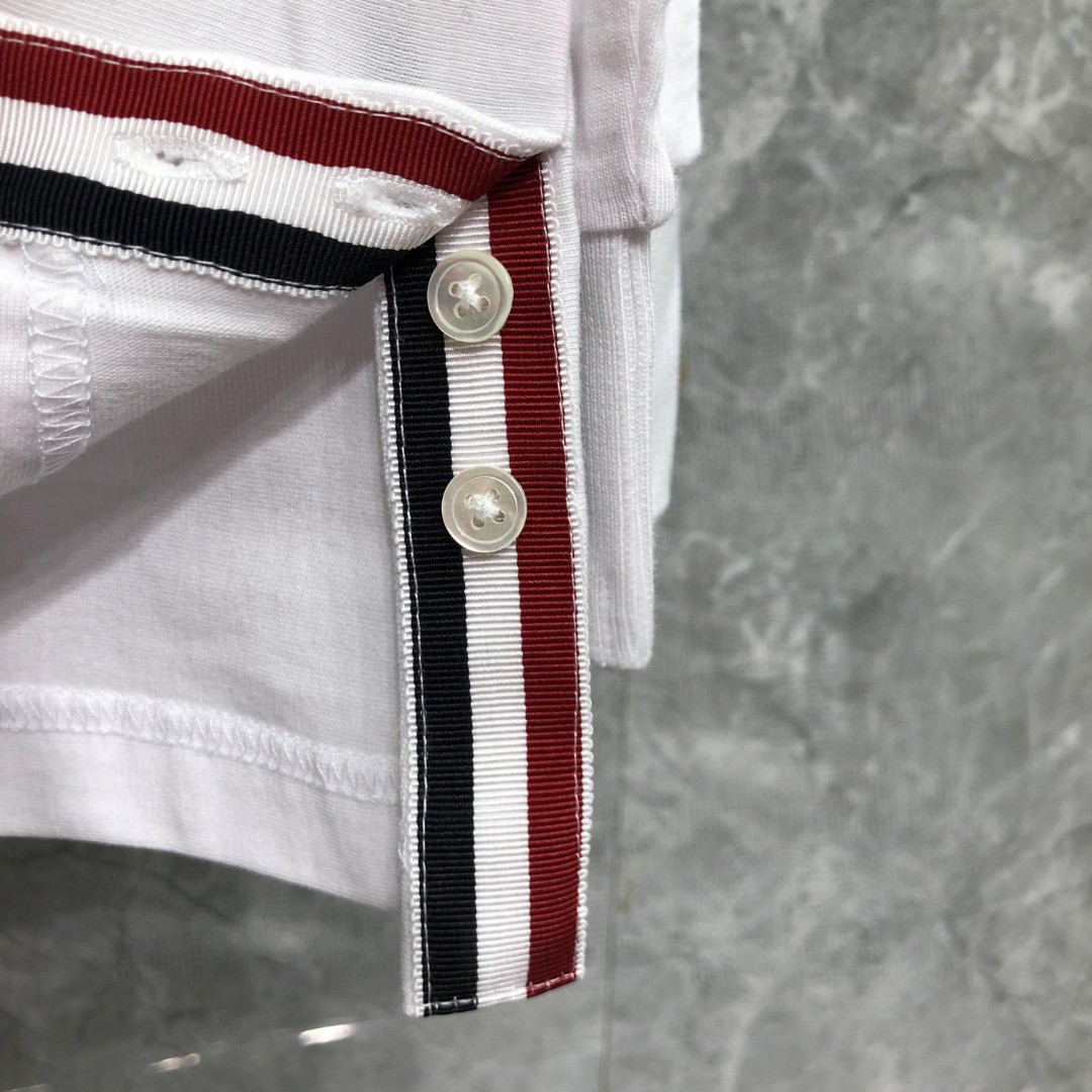 THOM BROWNE 胸前拼色织带圆领卫衣 套头 长袖 灰色 藏青色 白色 