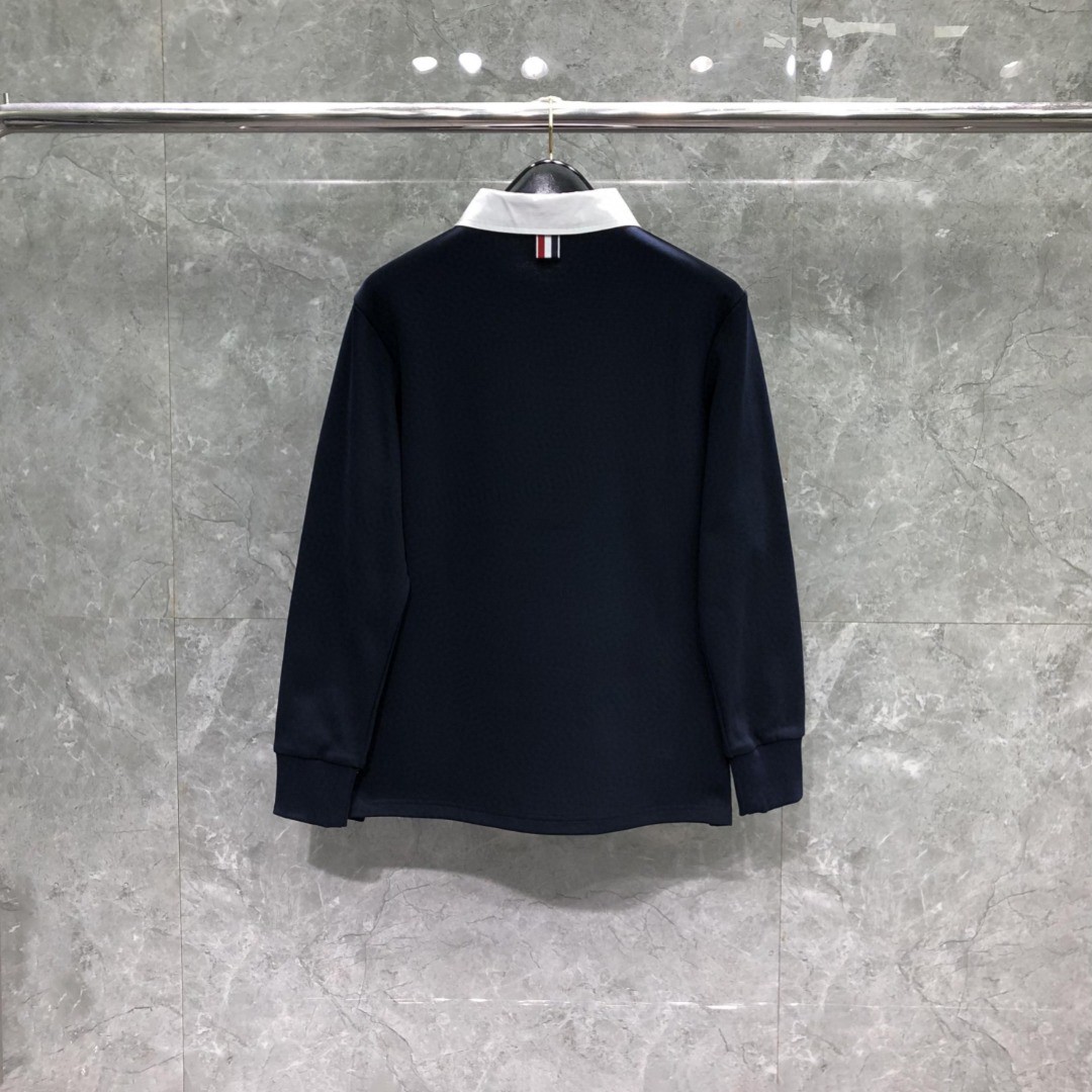 THOM BROWNE 翻领Polo衫 卫衣 长袖 灰色 藏青色 MJP174A-J0059-415