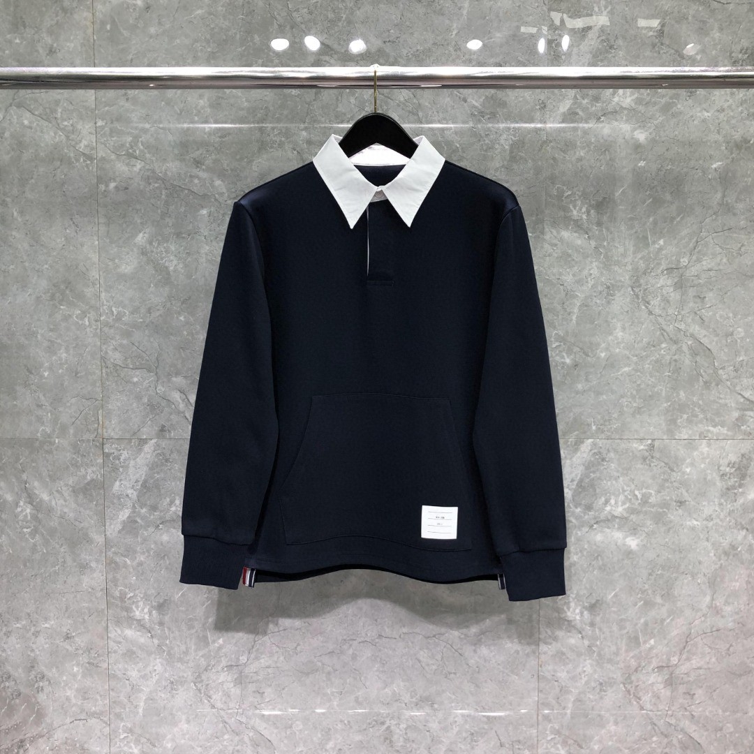THOM BROWNE 翻领Polo衫 卫衣 长袖 灰色 藏青色 MJP174A-J0059-415
