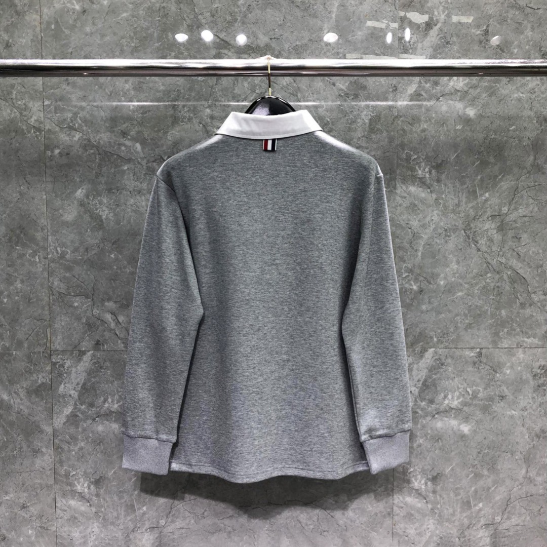 THOM BROWNE 翻领Polo衫 卫衣 长袖 灰色 藏青色 MJP174A-J0059-415