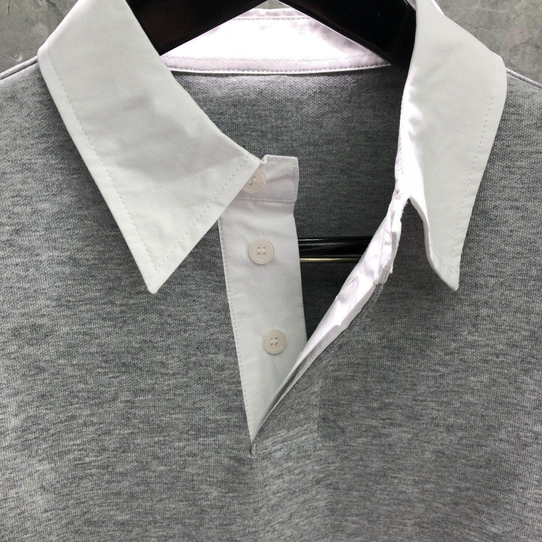 THOM BROWNE 翻领Polo衫 卫衣 长袖 灰色 藏青色 MJP174A-J0059-415