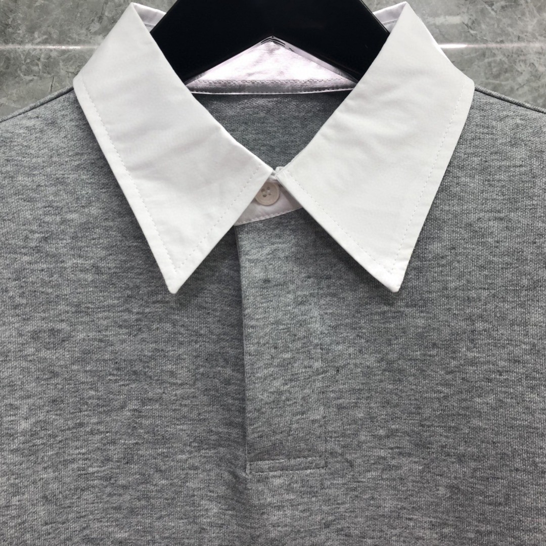 THOM BROWNE 翻领Polo衫 卫衣 长袖 灰色 藏青色 MJP174A-J0059-415