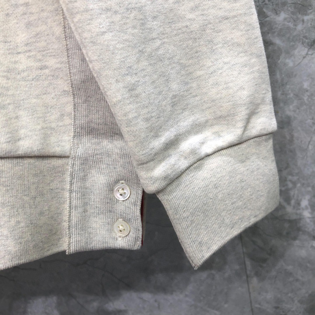 THOM BROWNE 经典四条纹圆领卫衣 套头 长袖 花灰色