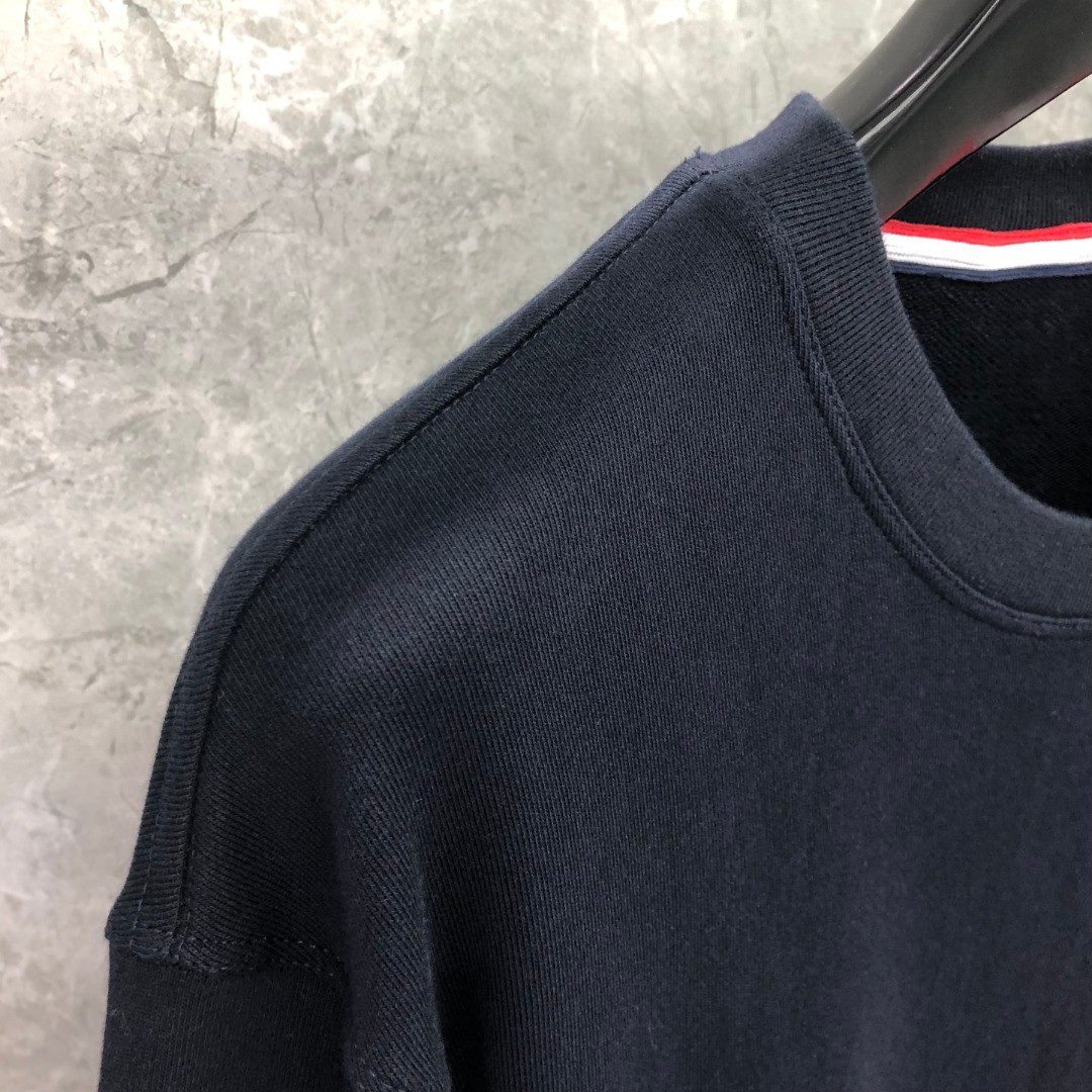 THOM BROWNE 纯色刺绣徽标圆领卫衣 长袖 灰色 藏青色 MJT277A-06931-065