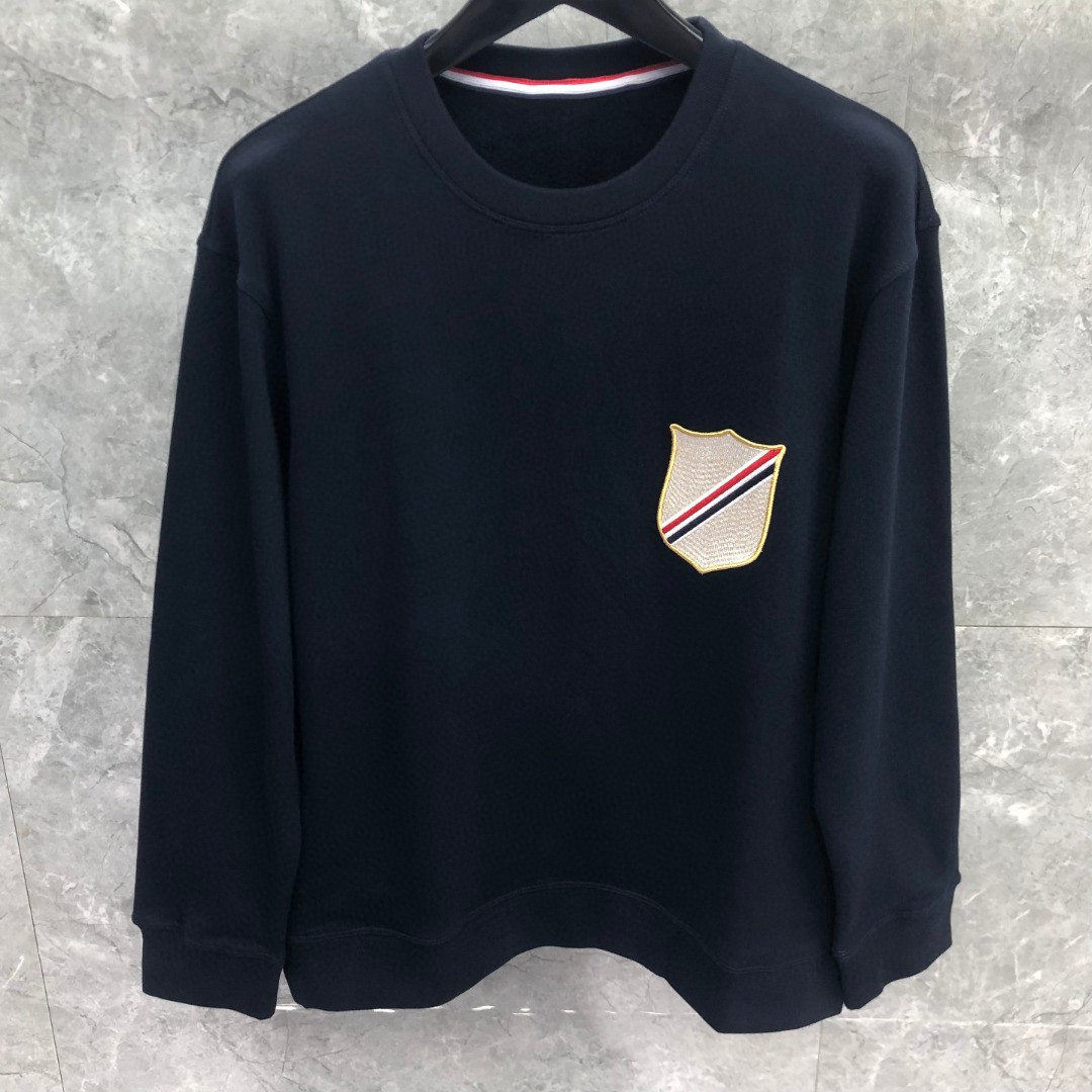 THOM BROWNE 纯色刺绣徽标圆领卫衣 长袖 灰色 藏青色 MJT277A-06931-065
