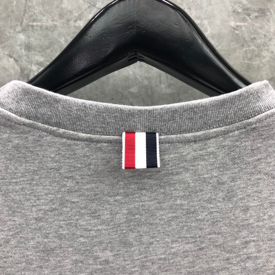THOM BROWNE 纯色刺绣徽标圆领卫衣 长袖 灰色 藏青色 MJT277A-06931-065