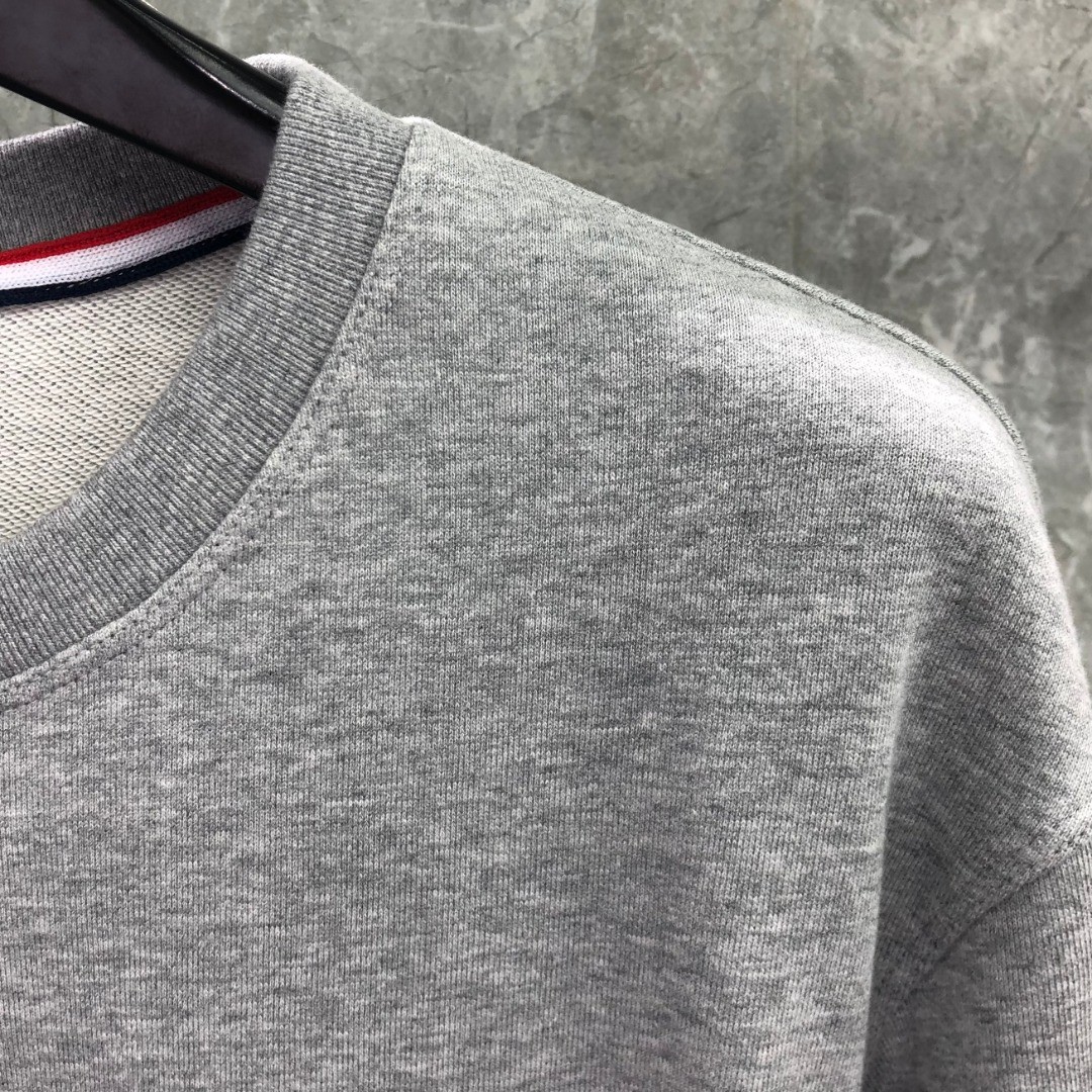 THOM BROWNE 纯色刺绣徽标圆领卫衣 长袖 灰色 藏青色 MJT277A-06931-065