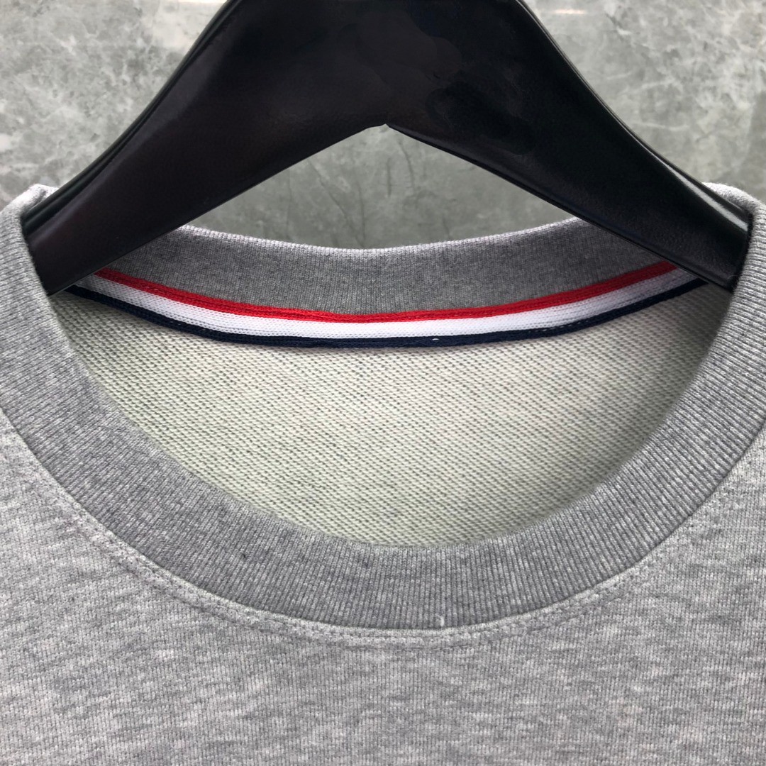 THOM BROWNE 纯色刺绣徽标圆领卫衣 长袖 灰色 藏青色 MJT277A-06931-065