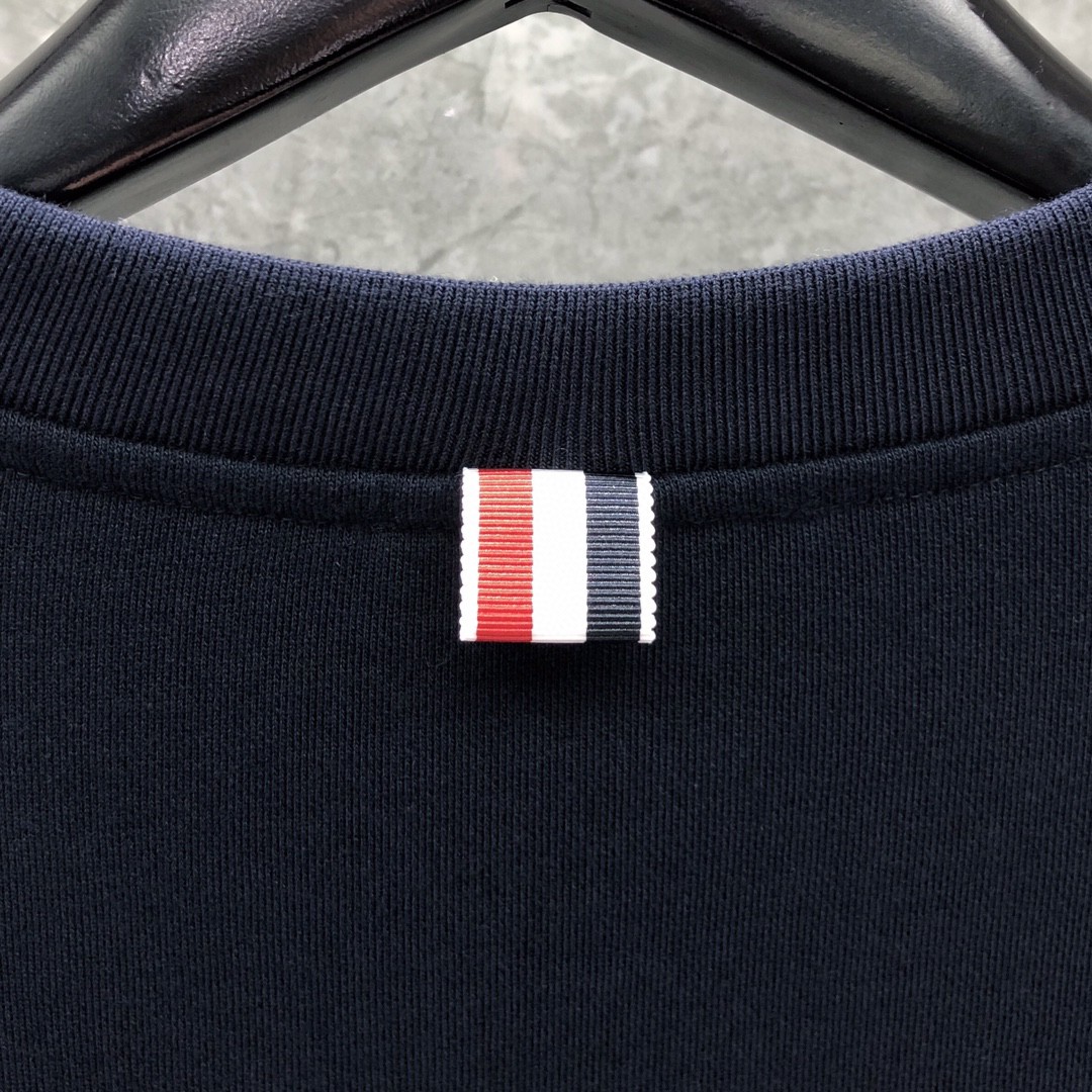 THOM BROWNE 经典袖子四条纹圆领卫衣 长袖 灰色 藏青色 