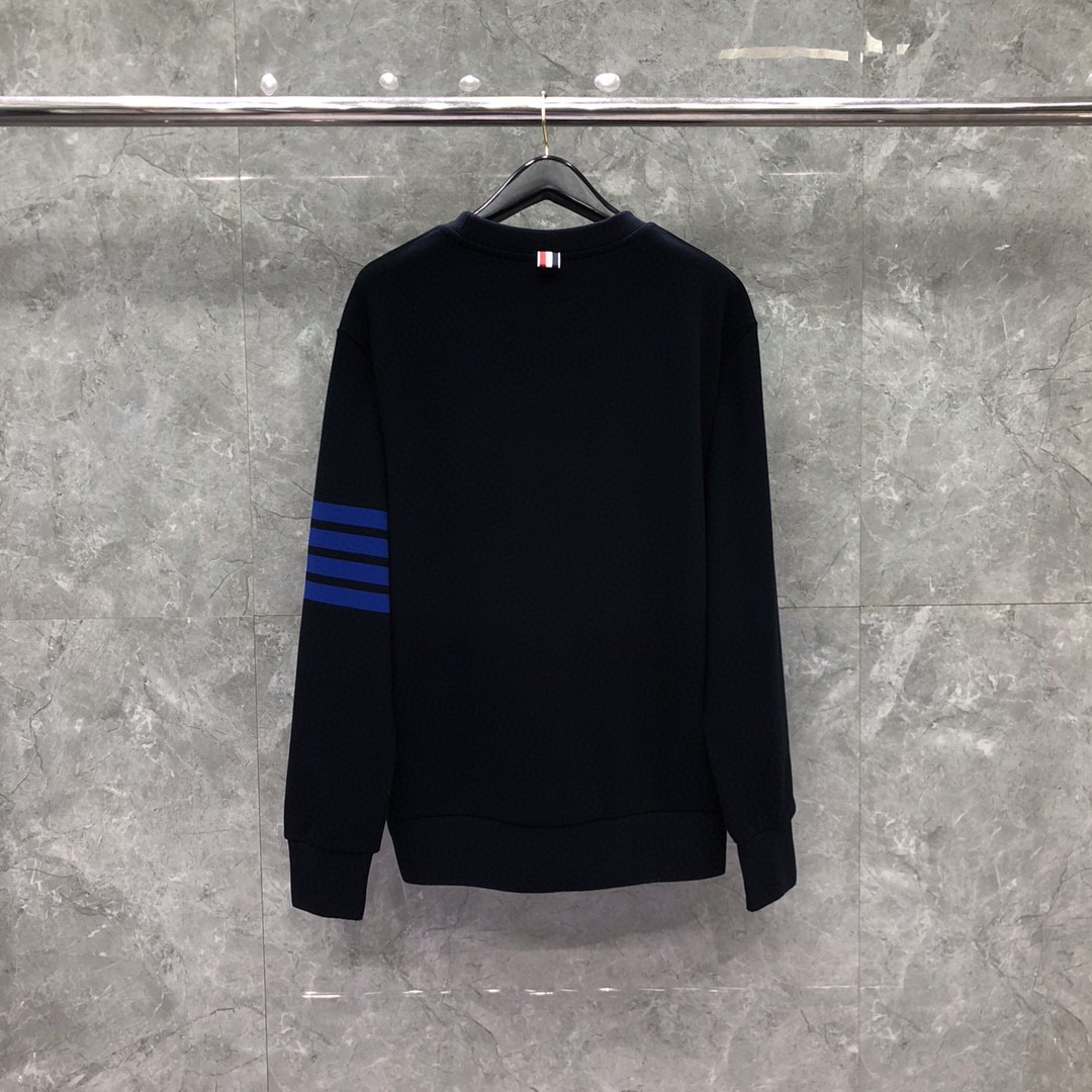 THOM BROWNE 经典袖子四条纹圆领卫衣 长袖 灰色 藏青色 