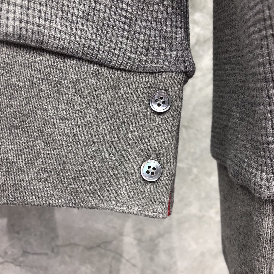 THOM BROWNE 经典袖子四条纹圆领卫衣 套头 长袖 灰色 藏青色 白色 