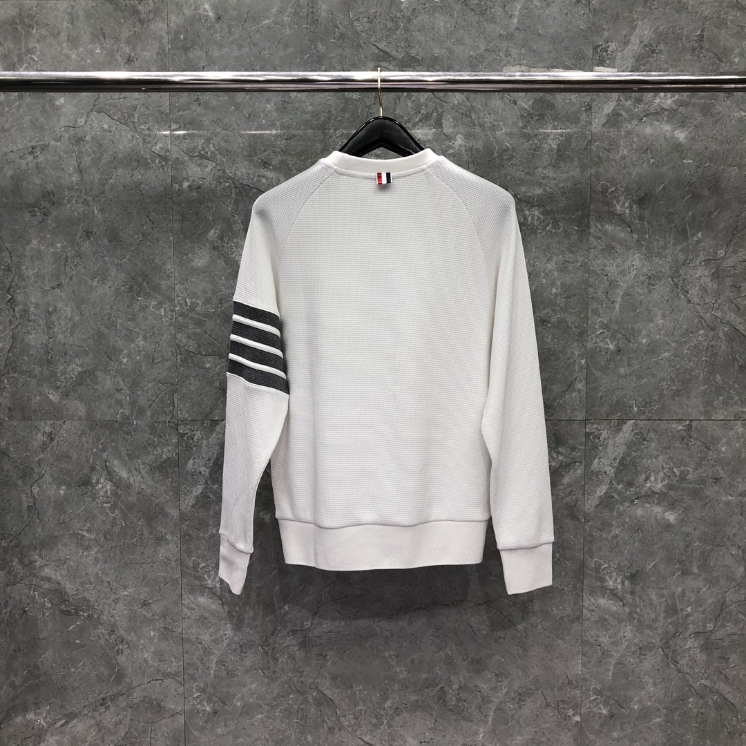 THOM BROWNE 经典袖子四条纹圆领卫衣 套头 长袖 灰色 藏青色 白色 
