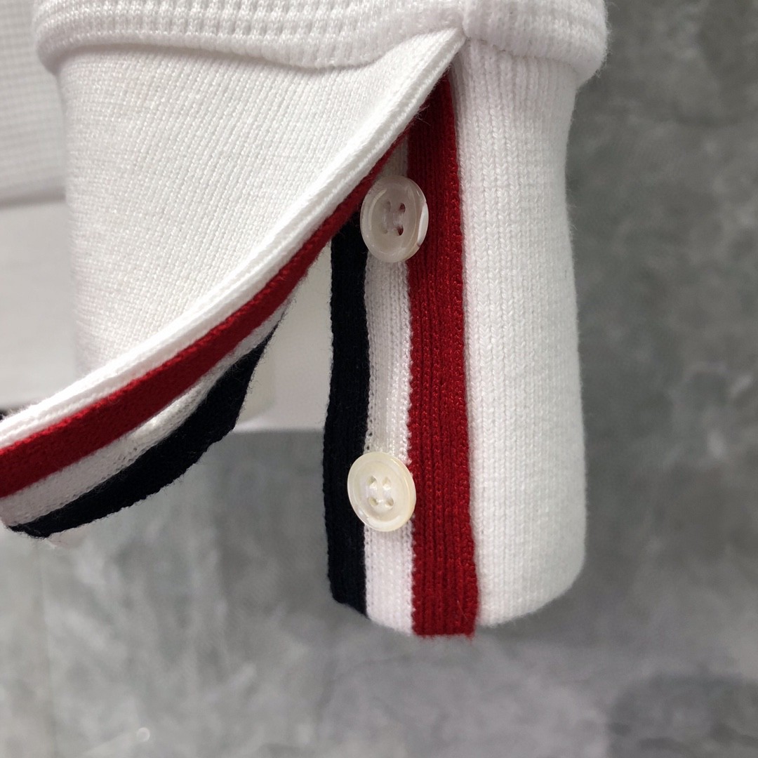 THOM BROWNE 经典袖子四条纹圆领卫衣 套头 长袖 灰色 藏青色 白色 