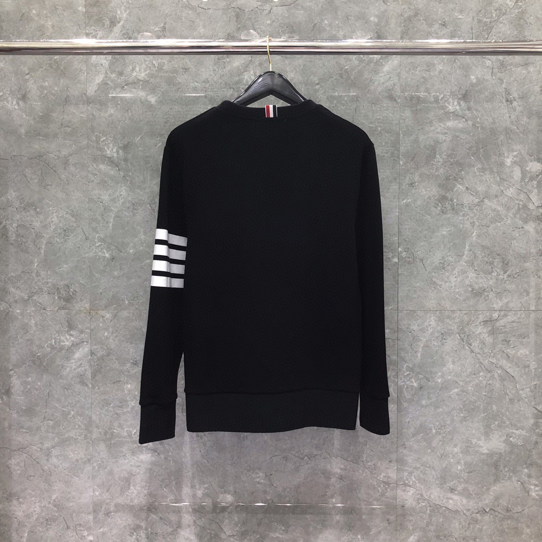 THOM BROWNE 经典袖子四条纹圆领卫衣 套头 长袖 浅灰色 藏青色 黑色 深灰色