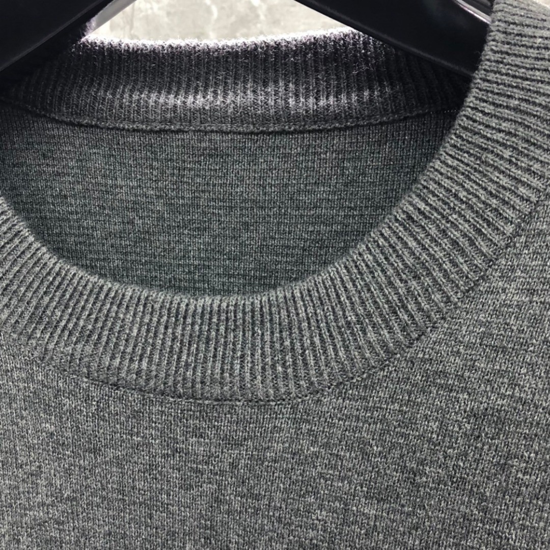 THOM BROWNE 经典袖子四条纹螺纹圆领毛衣 针织衫 长袖 灰色 藏青色 白色 MKA452A-Y3006-100