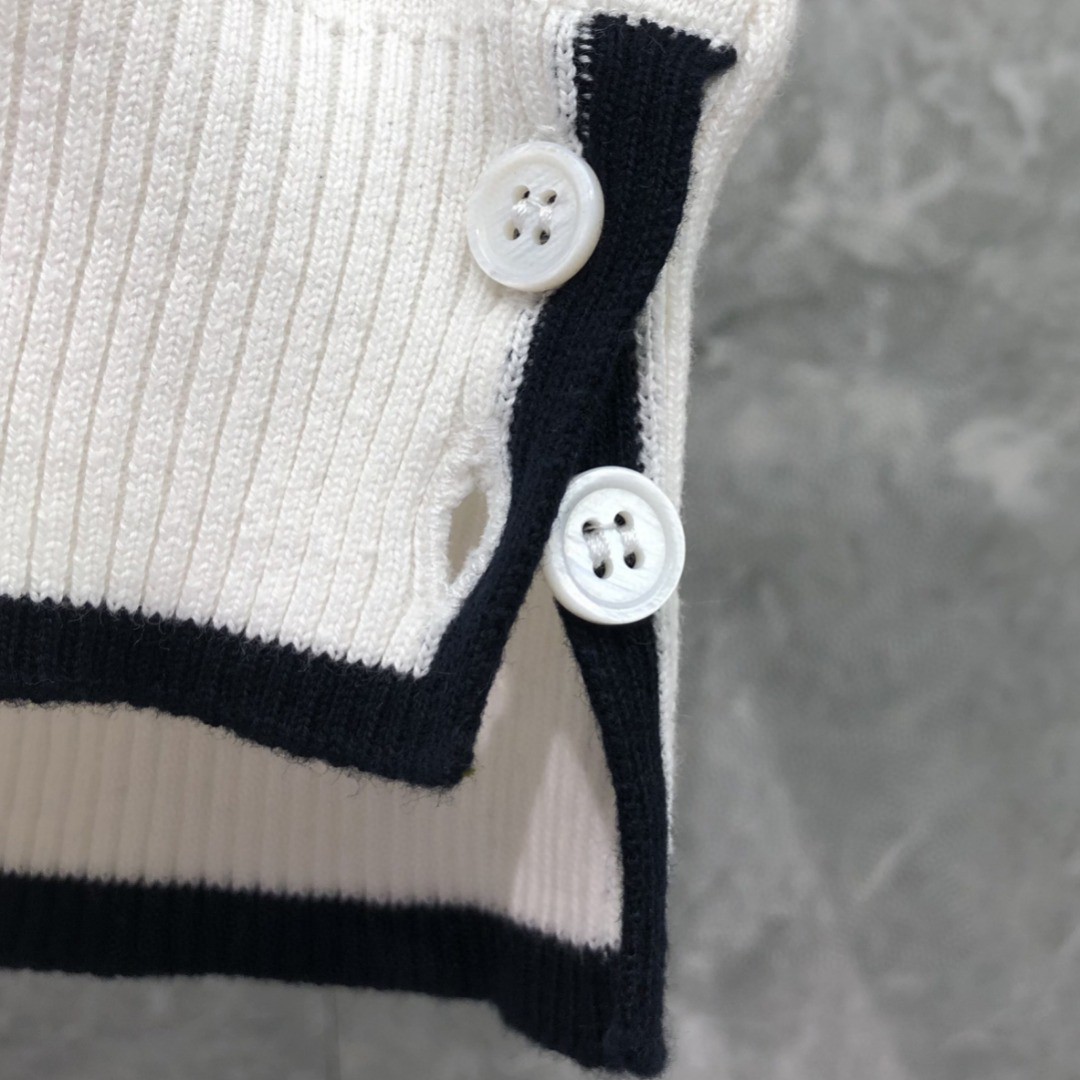 THOM BROWNE 经典袖子四条纹螺纹圆领毛衣 针织衫 长袖 灰色 藏青色 白色 MKA452A-Y3006-100