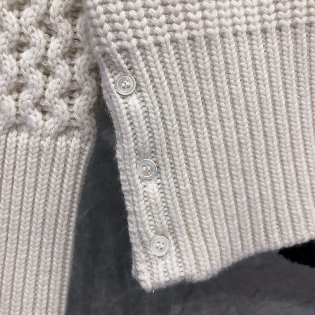 THOM BROWNE 后背三色条纹圆领毛衣 针织衫 长袖 灰色 白色