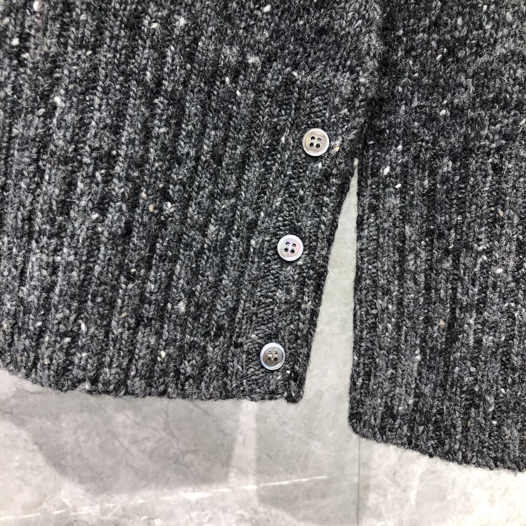 THOM BROWNE 嵌花三色条纹圆领毛衣 针织衫 长袖 浅灰色 深灰色 MKA177A-00278-035