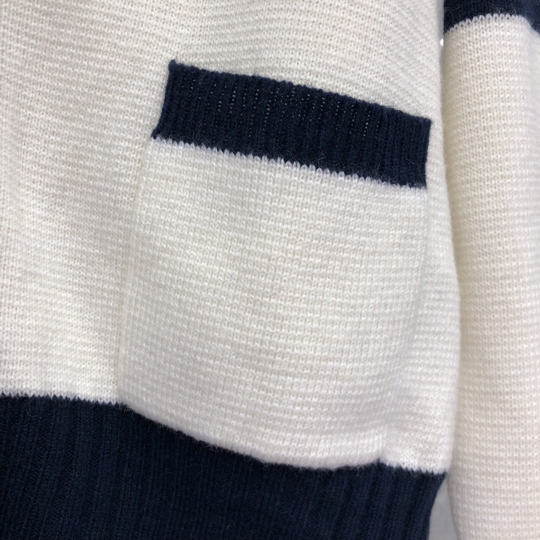 THOM BROWNE 条纹嵌花V领针织开衫 毛衣 针织衫 长袖 白色 