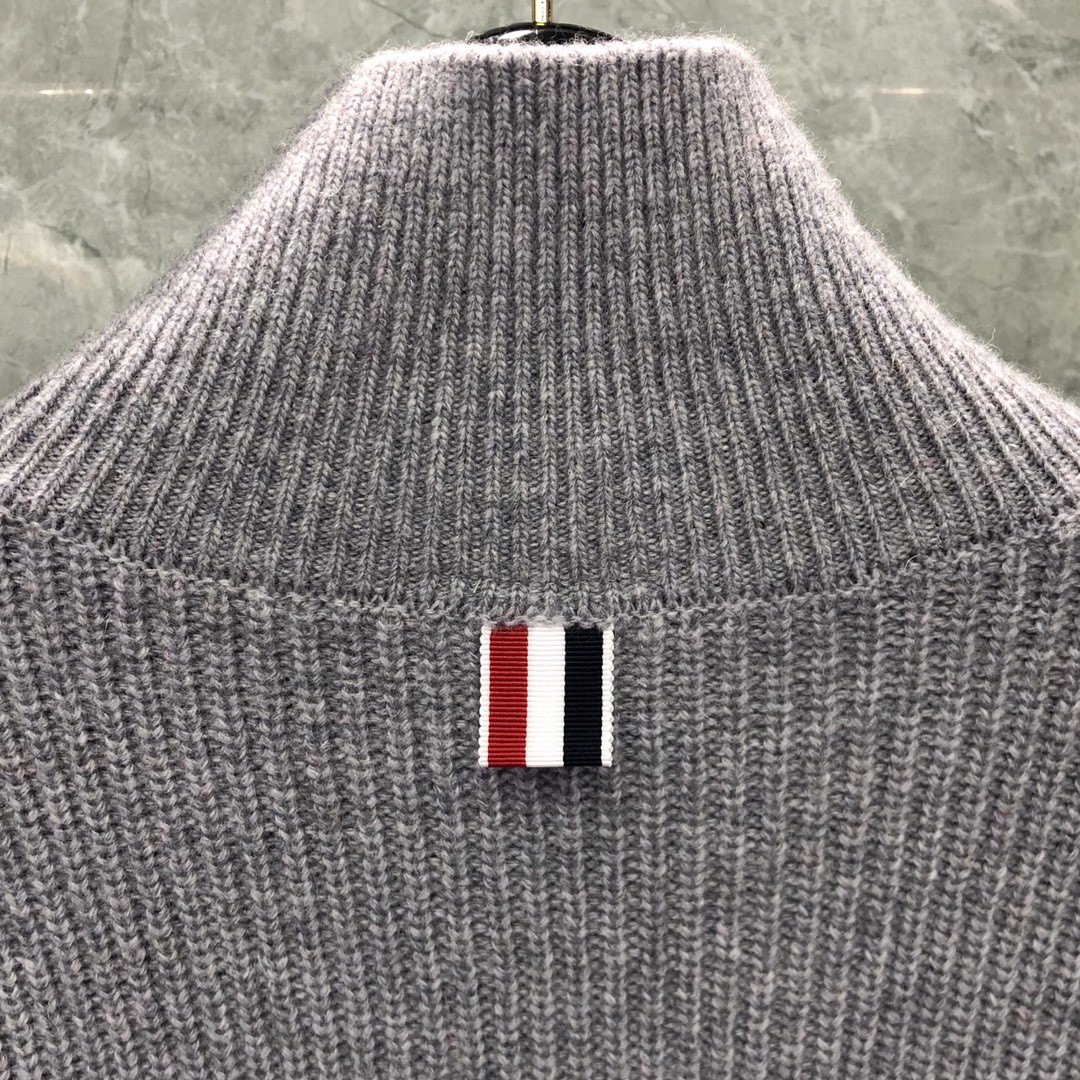 THOM BROWNE 经典条纹高领毛衣 针织衫 长袖 灰色 蓝色 白色 藏青色 