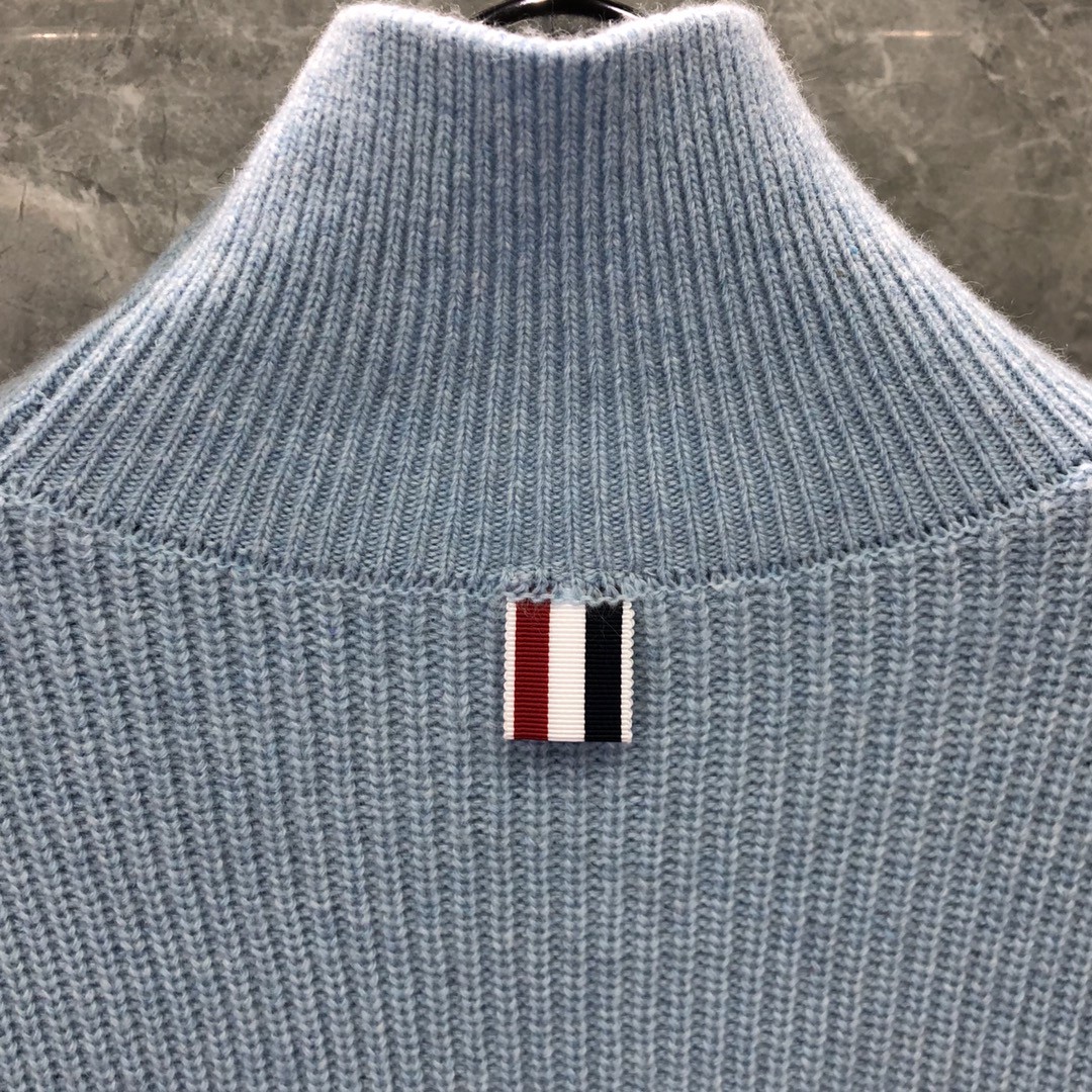 THOM BROWNE 经典条纹高领毛衣 针织衫 长袖 灰色 蓝色 白色 藏青色 