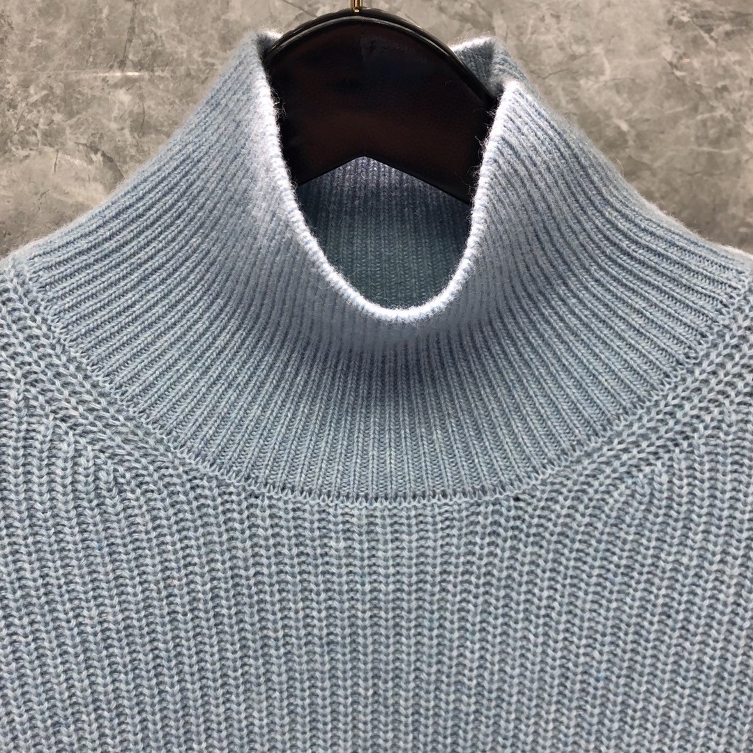 THOM BROWNE 经典条纹高领毛衣 针织衫 长袖 灰色 蓝色 白色 藏青色 