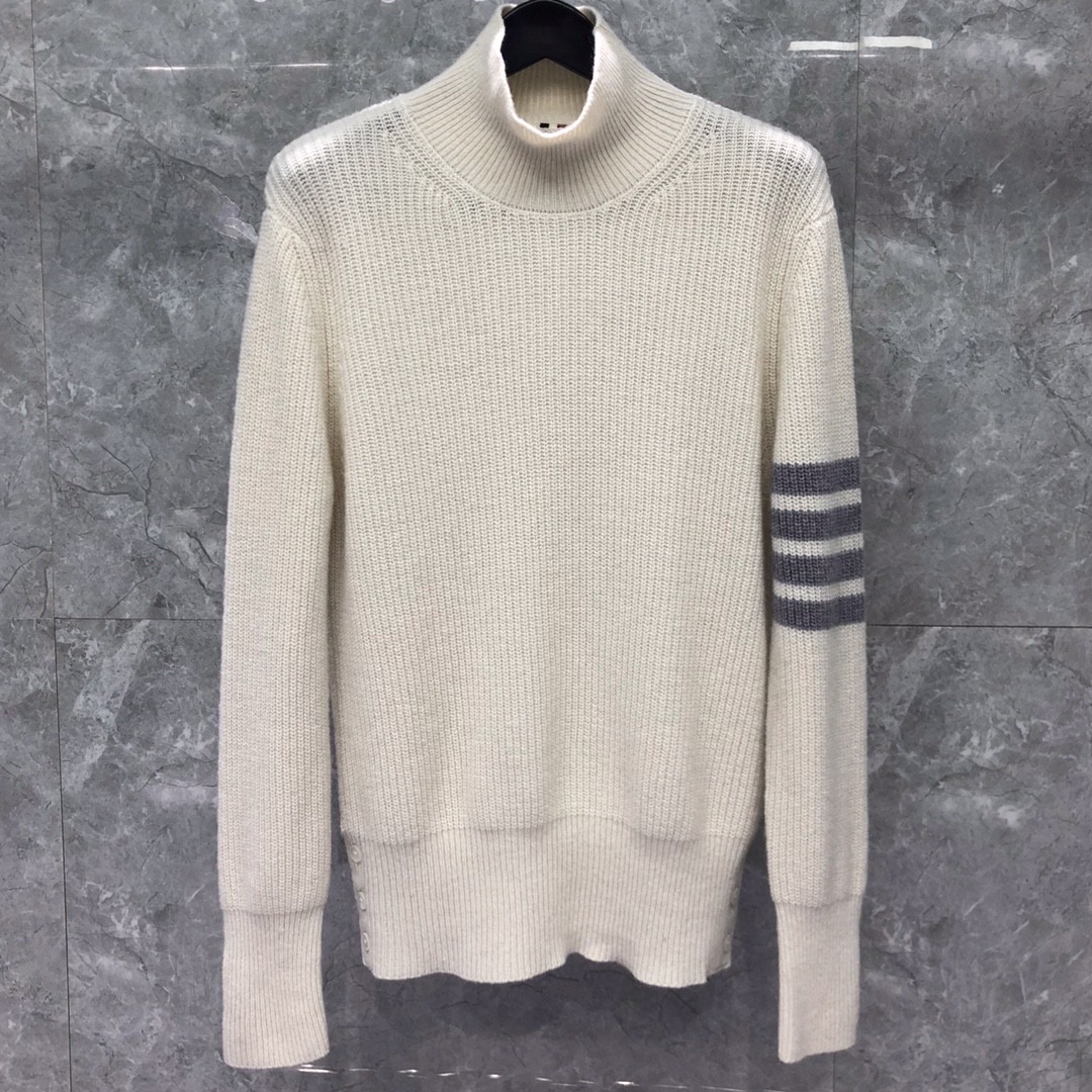 THOM BROWNE 经典条纹高领毛衣 针织衫 长袖 灰色 蓝色 白色 藏青色 