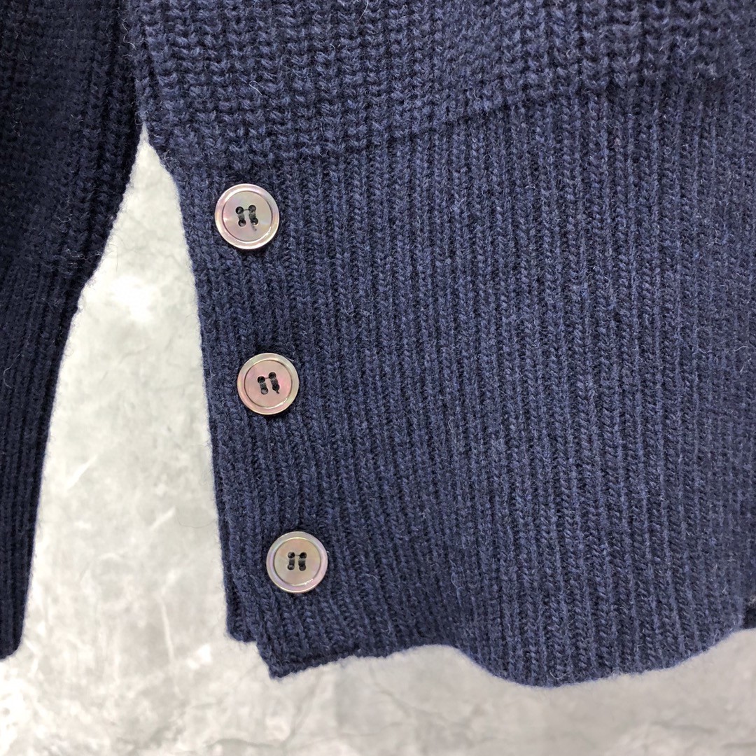 THOM BROWNE 经典条纹高领毛衣 针织衫 长袖 灰色 蓝色 白色 藏青色 