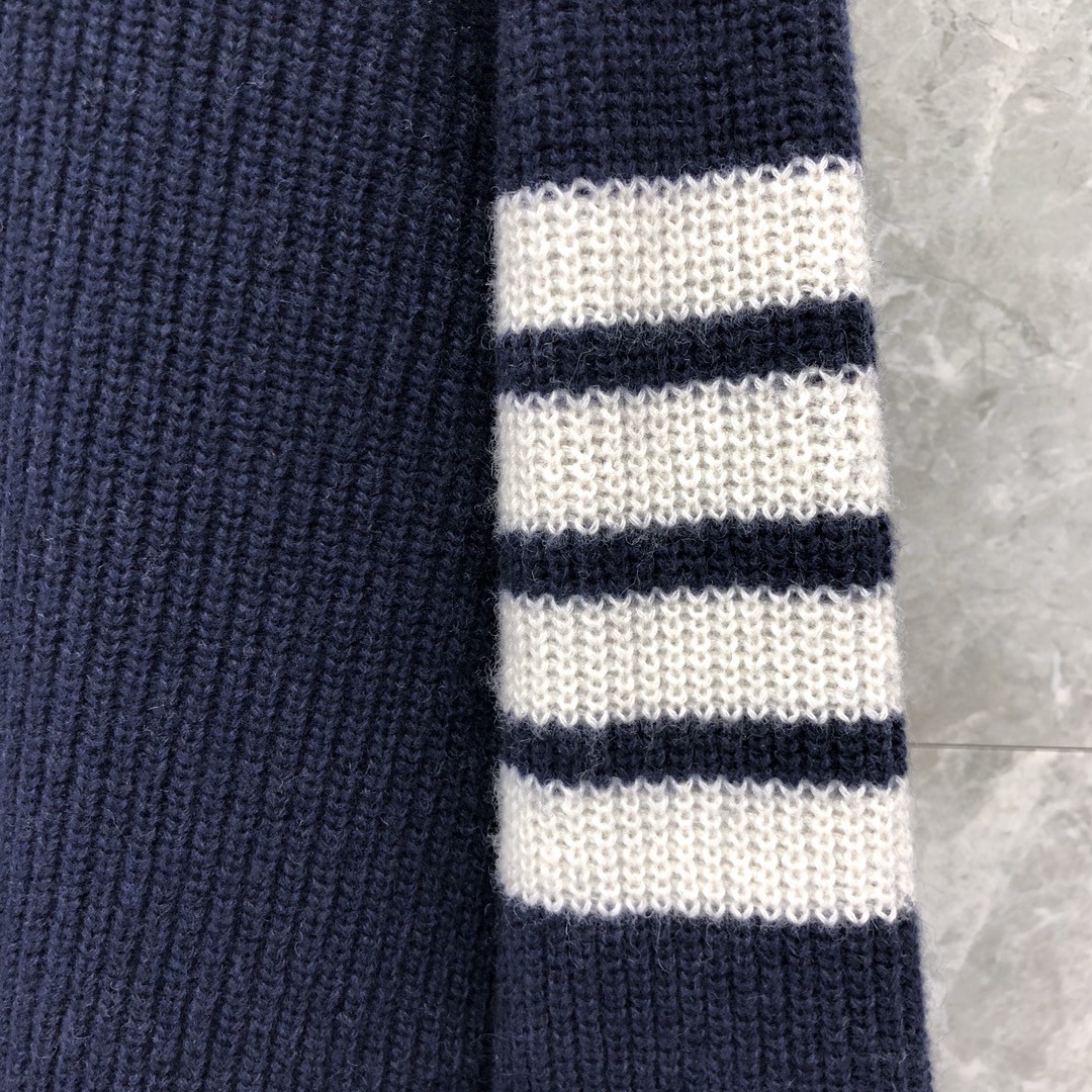 THOM BROWNE 经典条纹高领毛衣 针织衫 长袖 灰色 蓝色 白色 藏青色 