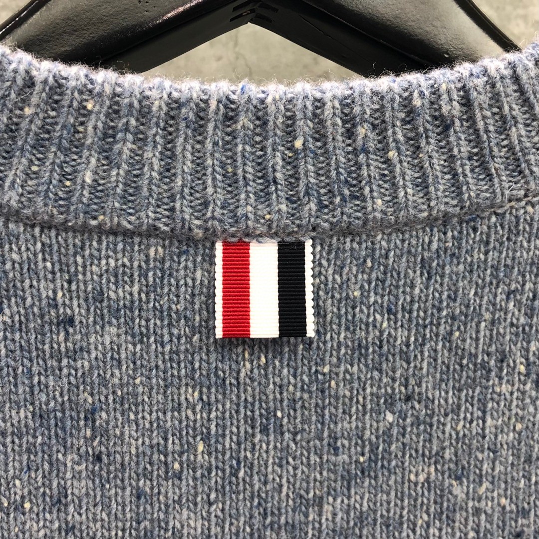 THOM BROWNE 条纹提花羊毛毛衣 针织衫 长袖 蓝色 灰色 白色 藏青色 MKA330A-Y1502-415