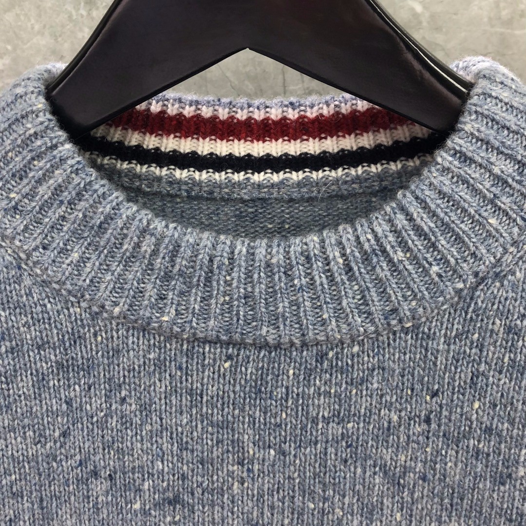 THOM BROWNE 条纹提花羊毛毛衣 针织衫 长袖 蓝色 灰色 白色 藏青色 MKA330A-Y1502-415