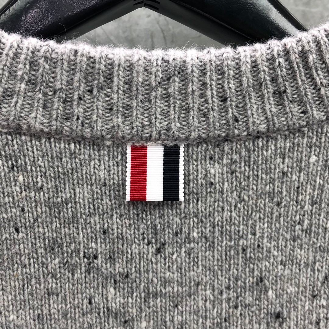 THOM BROWNE 条纹提花羊毛毛衣 针织衫 长袖 蓝色 灰色 白色 藏青色 MKA330A-Y1502-415