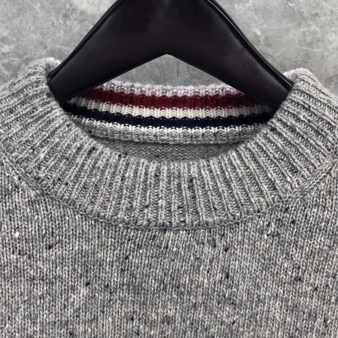 THOM BROWNE 条纹提花羊毛毛衣 针织衫 长袖 蓝色 灰色 白色 藏青色 MKA330A-Y1502-415